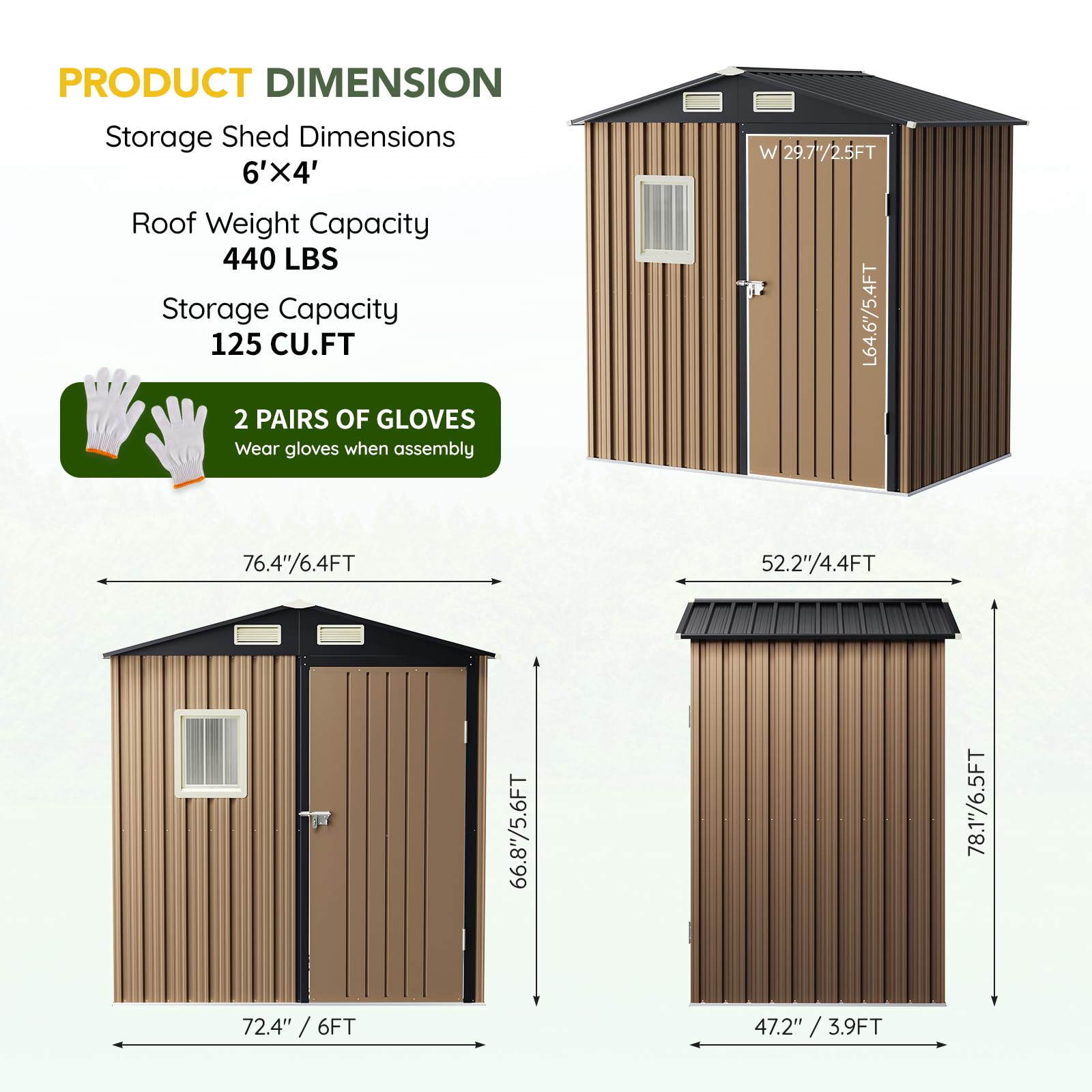 Amazon.com : Breezz 6x4FT Outdoor Steel Storage Shed, Lockable